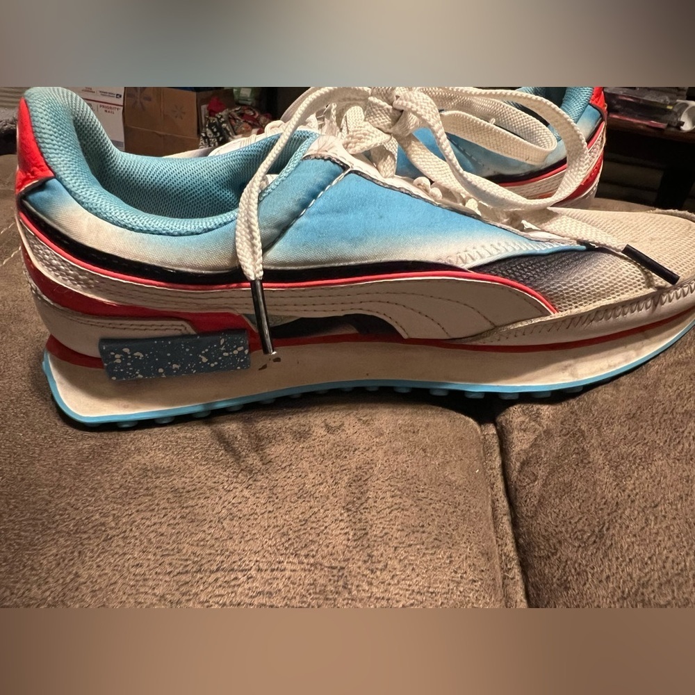 Puma Sky Blue and White Athletic Shoes - Picture 2 of 5